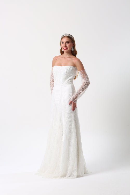 Boncuk İşlemeli Balık Model Gelinlik